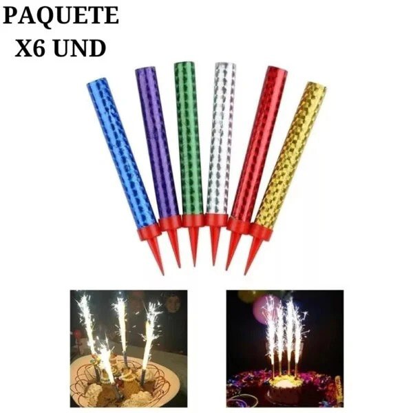 Paquete Velas Volcan De Colores X6 Unida