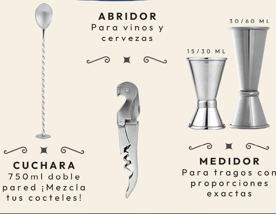 Miniatura 5 de KIT COCTELERO PROFESIONAL 12 PIEZAS🔥