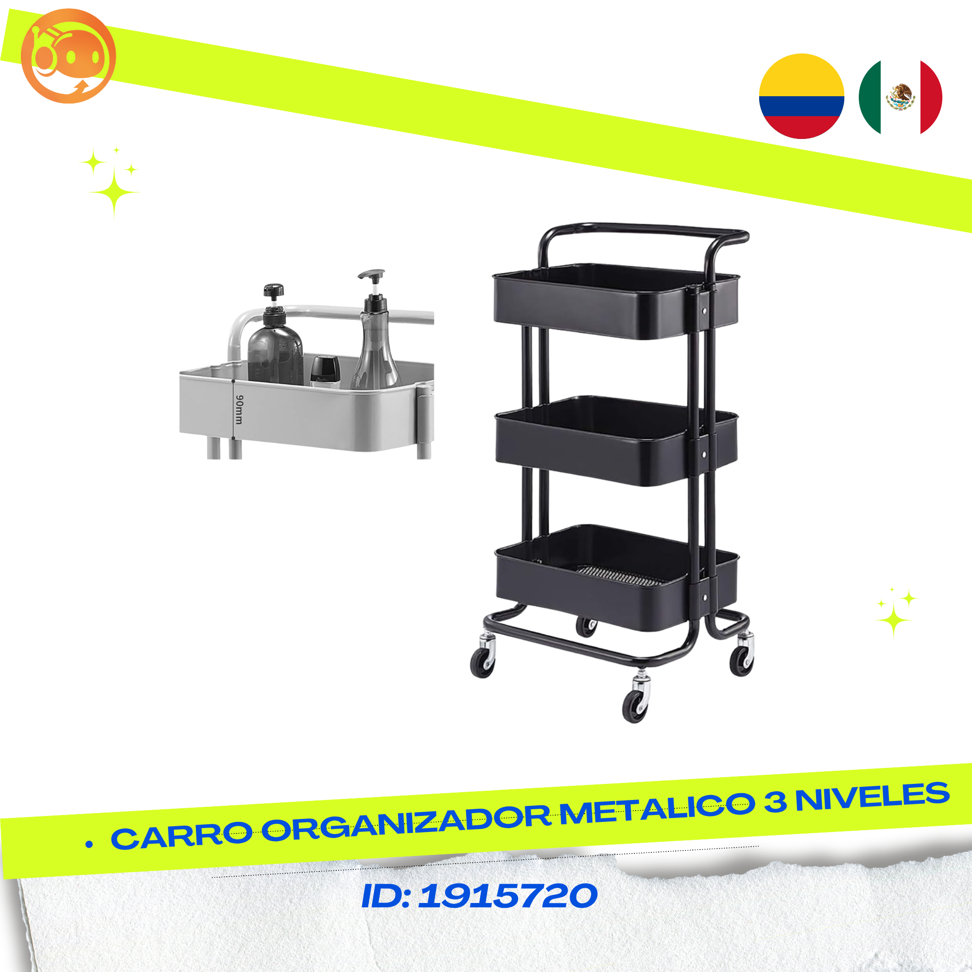 Carro Organizador Metálico 3 Niveles
