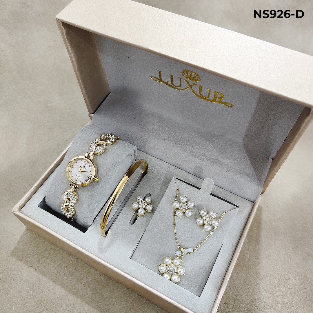 LUXUR DORADO ACCESORIOS + ESTUCHE DAMA