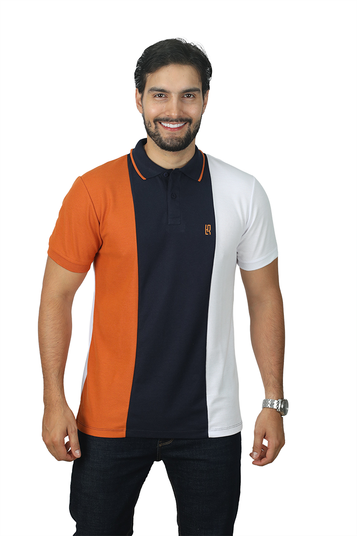 028K POLO COMBINADA TERRACOTA AZUL OSCUR
