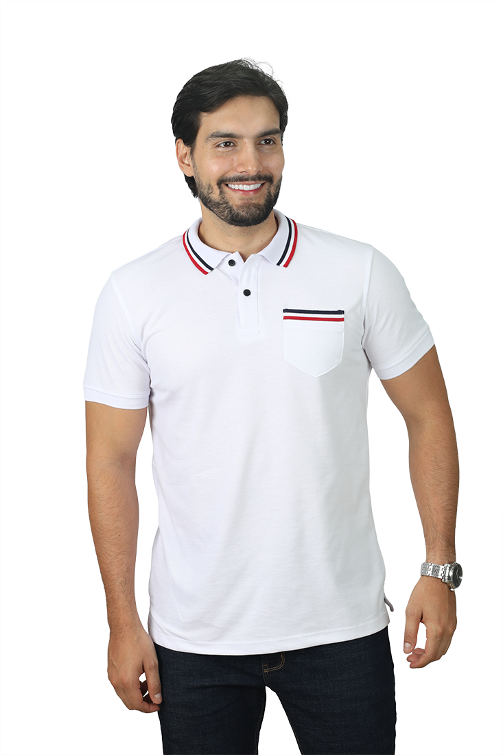 092C POLO COMBINADA BOLSILLO BLANCO