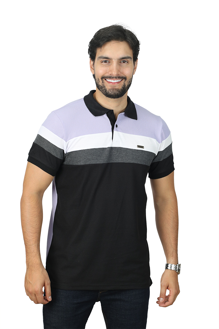 094B POLO COMBINADA LILA BLANCO CROSS