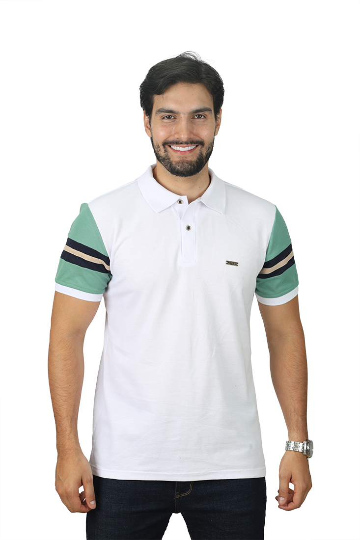 095C  POLO COMBINADA BLANCO OLIVO