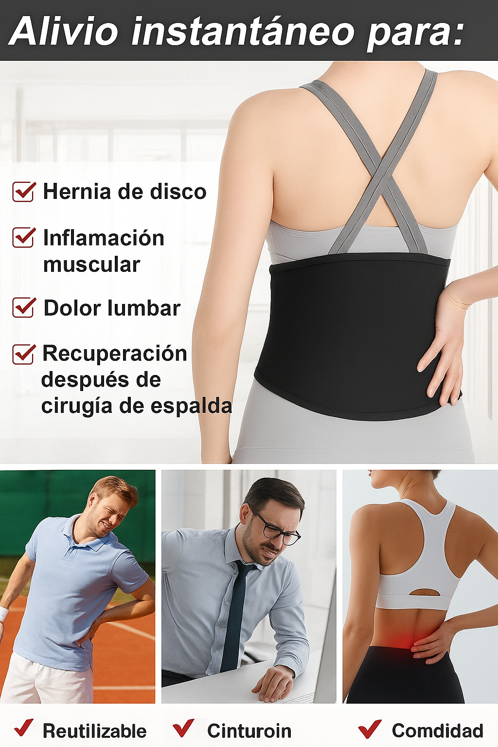 faja  lumbar con terapia de frio y calor