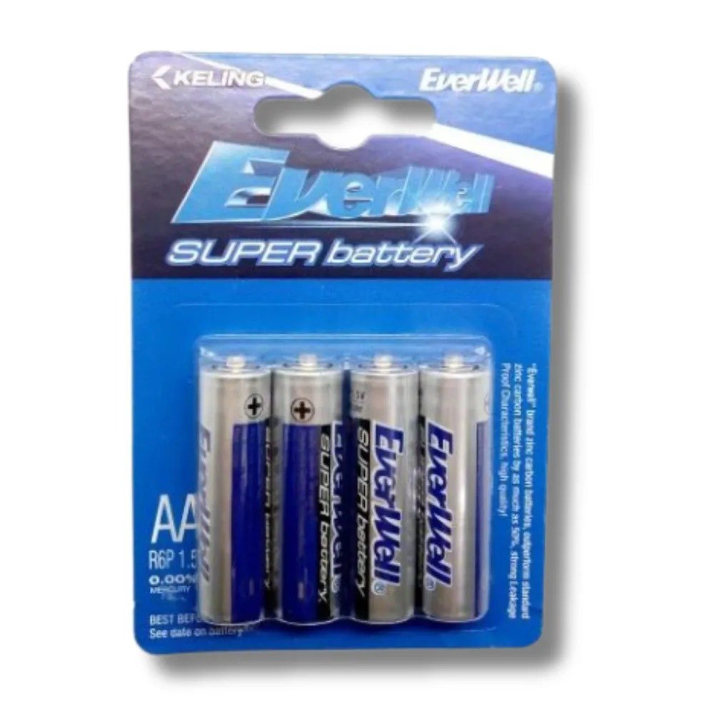 Pila Bateria De Carbono Aa X4 Und Everwe