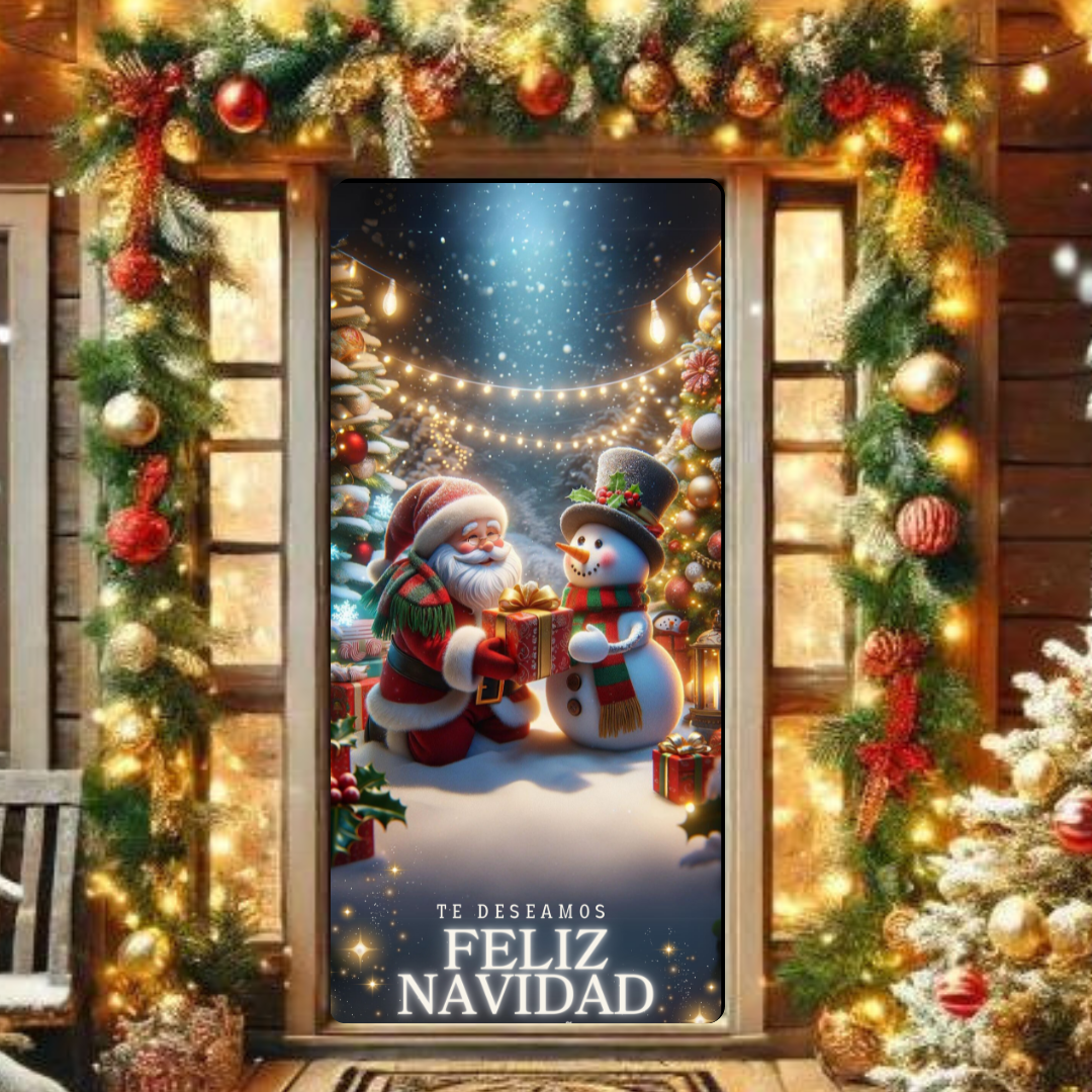 Funda forro puerta navidad PAPA NIEVE