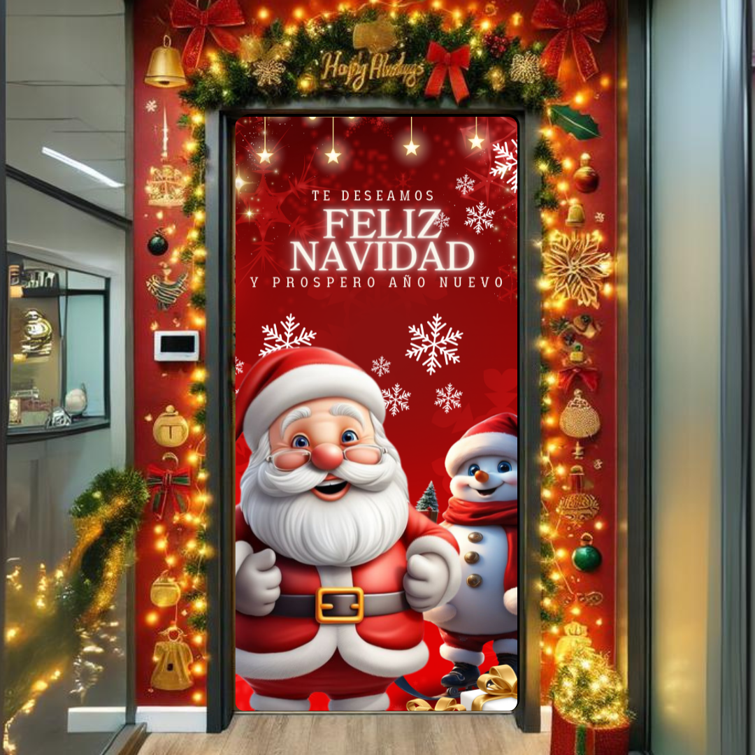Funda forro puerta navidad PAPA ROJO