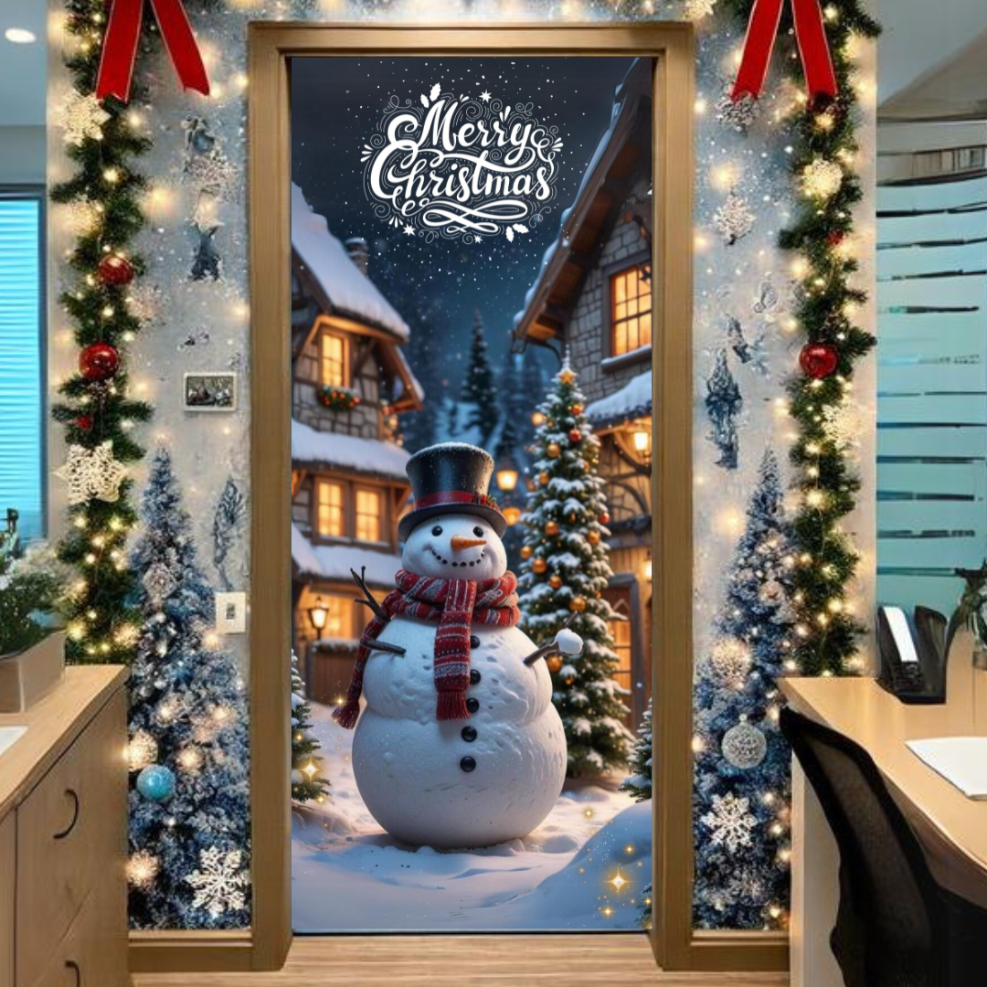 Funda forro puerta navidad MUÑECO NIEVE