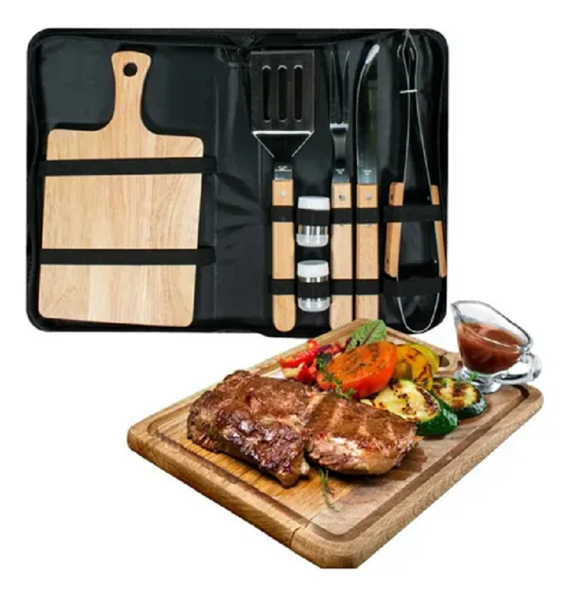Kit Para Asados Parrillada Bbq 7 Pc