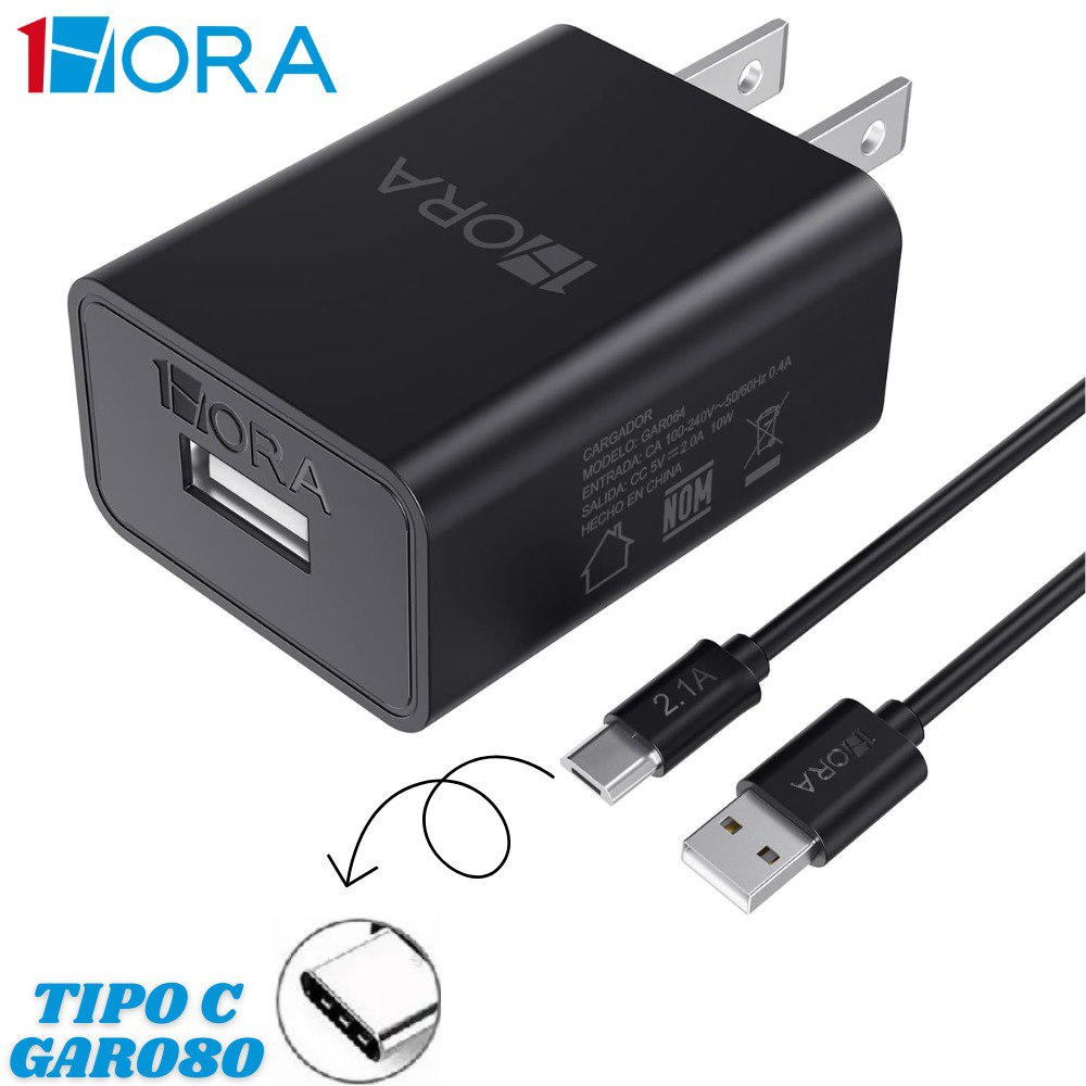 Cargador Pared Tipo C 2.0A 1Hora Gar-080
