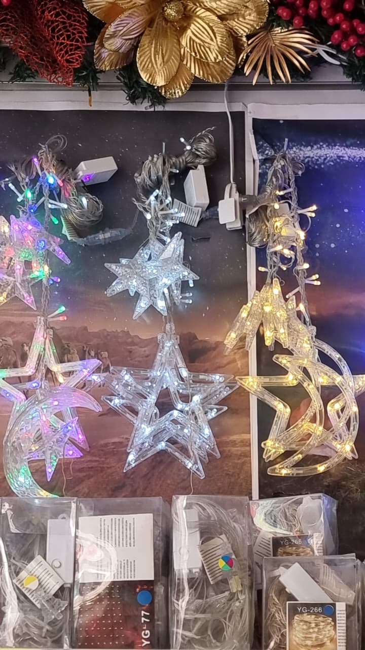 LUCES NAVIDAD CASCADA LUNA Y ESTRELLA 3M