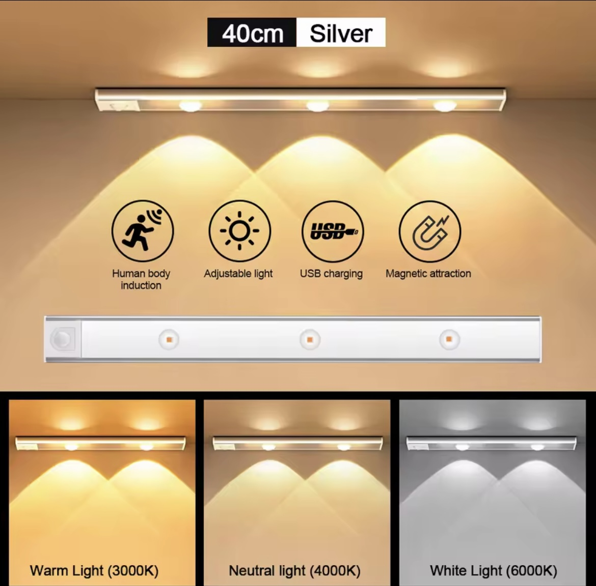 Miniatura 4 de LUZ LED SENSOR MOVNTO ULTRAFINO USB 40CM