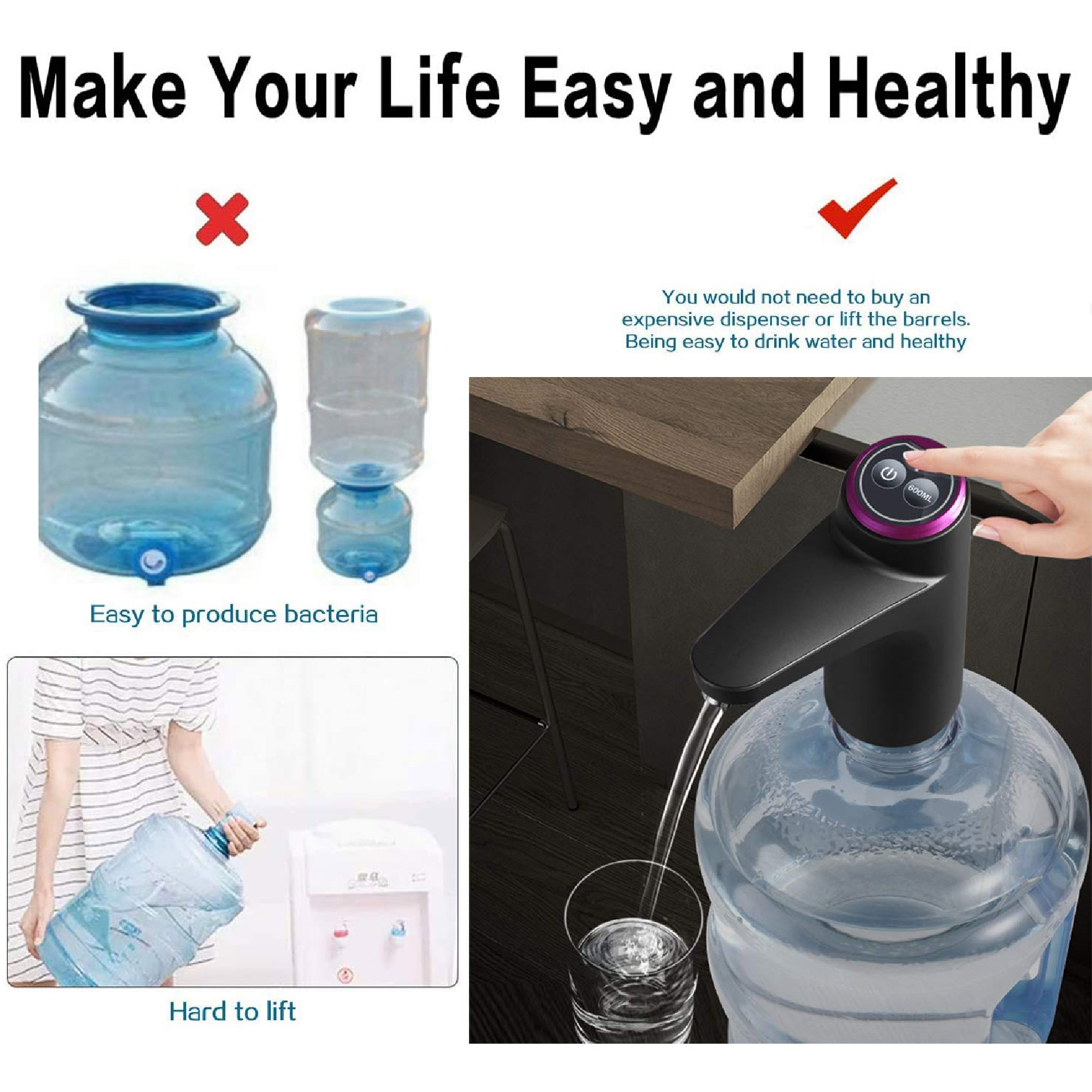 Vista 3 de dispensador de agua lujoso - color: blanco