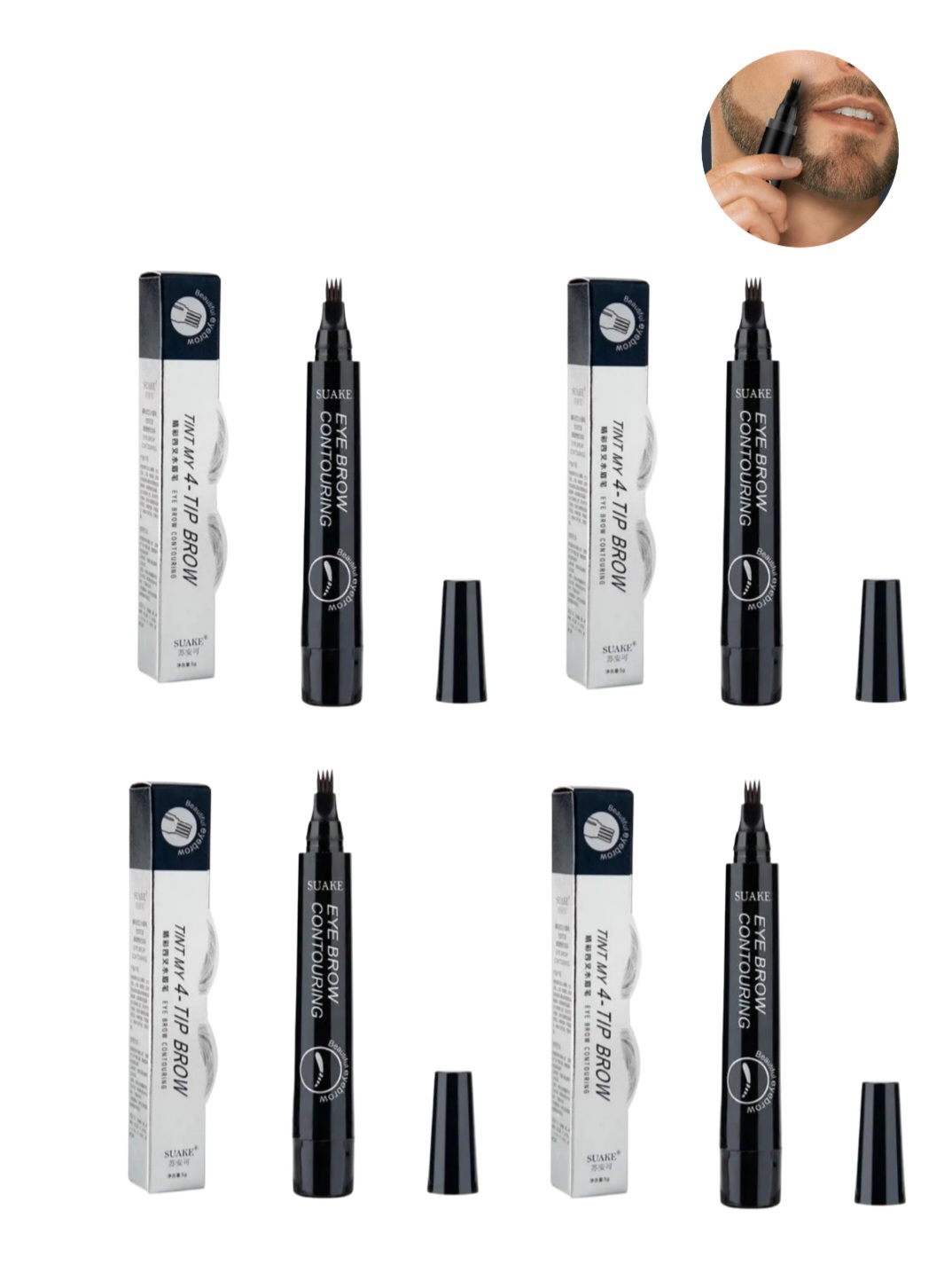 LAPIZ BARBA Y CEJAS NEGRO X 4 UND