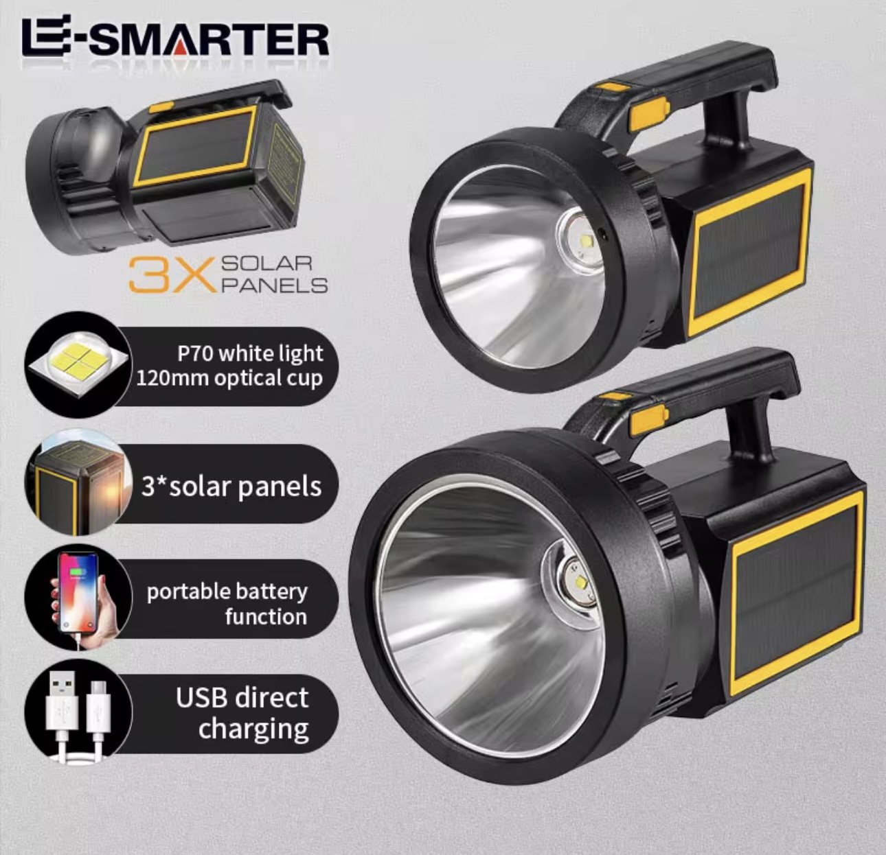 Linterna Led Emergencia con carga solar
