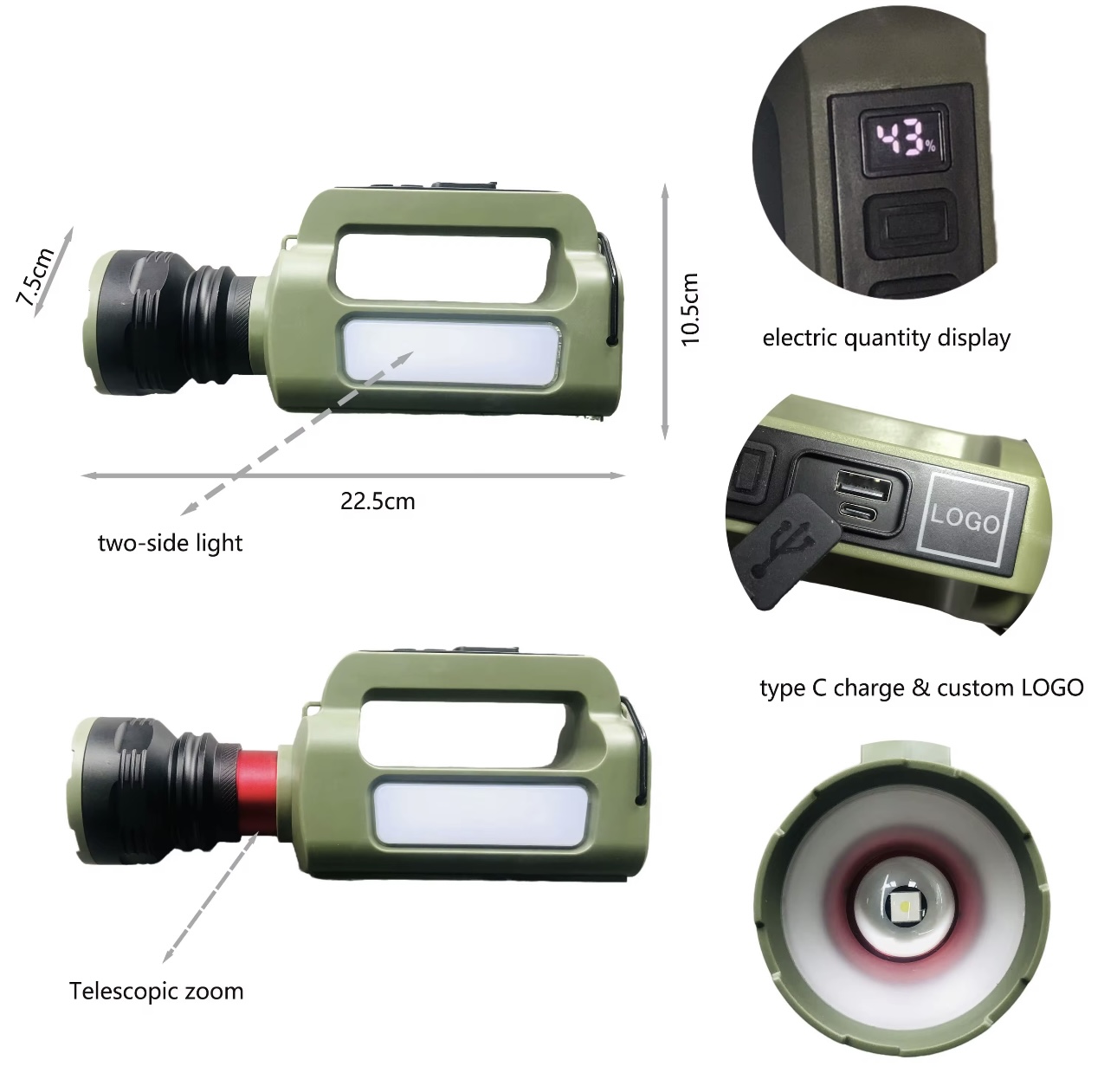 Miniatura 2 de Linterna solar flash luz roja