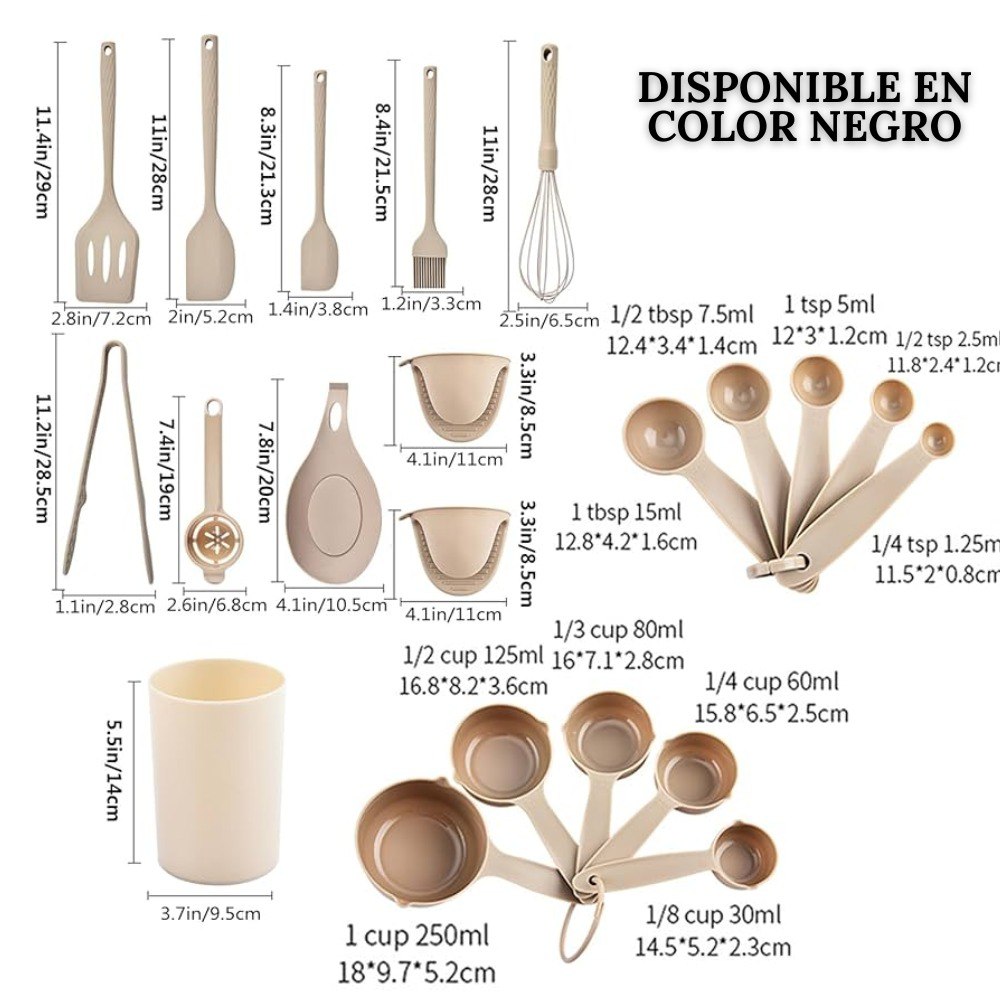 Set Utensilios Cocina X21 Piezas Negro