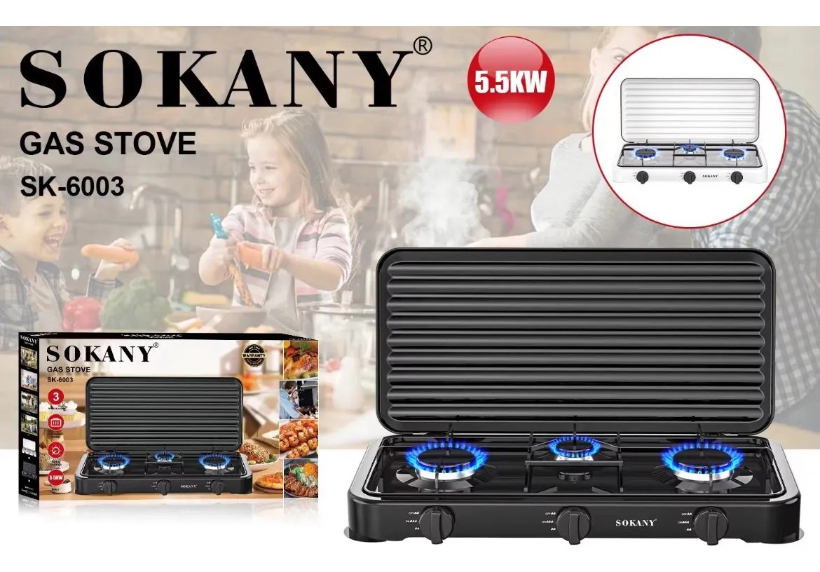 Estufa de gas de tres placas SOKANY