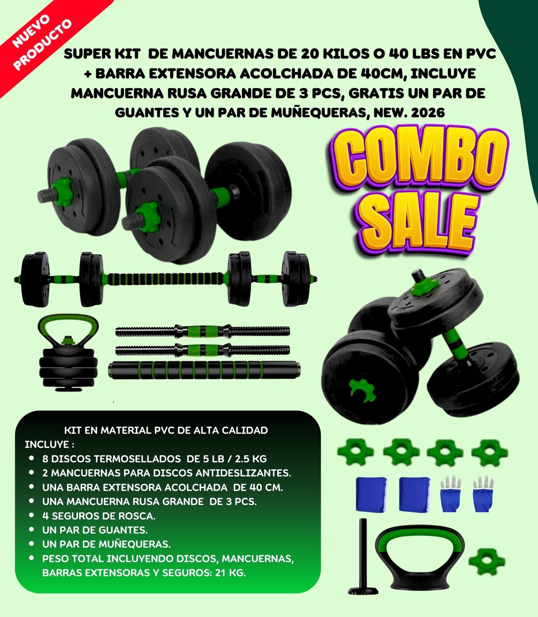 Kit Mancuernas 20KG Manc Rusa Black Days