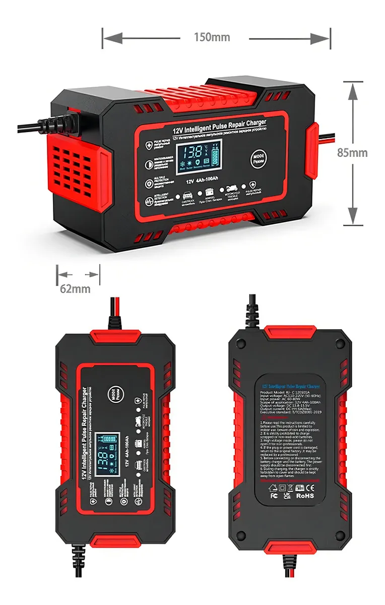 Miniatura 4 de CARGADOR BATERIA CARRO MOTO 12V PANTALLA