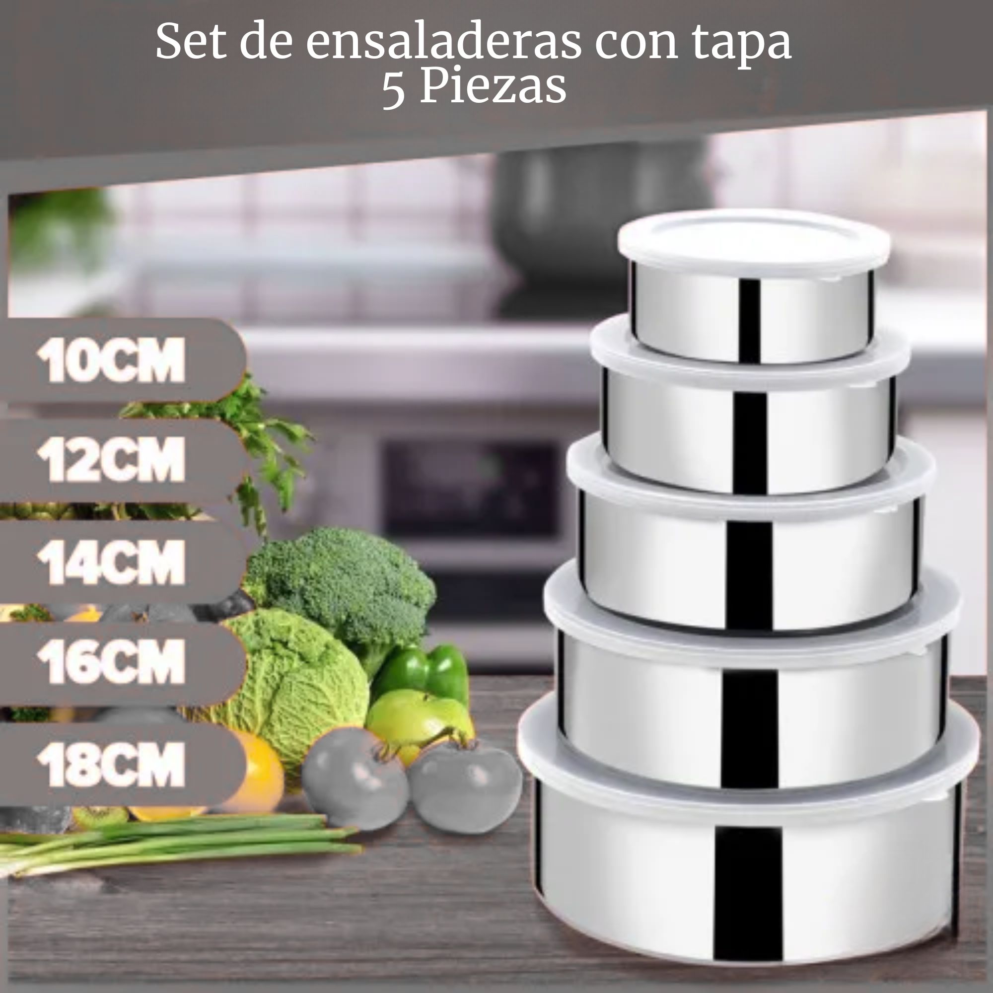 Miniatura 3 de Combo Bowls x5  + Set cuchillos + Tabla