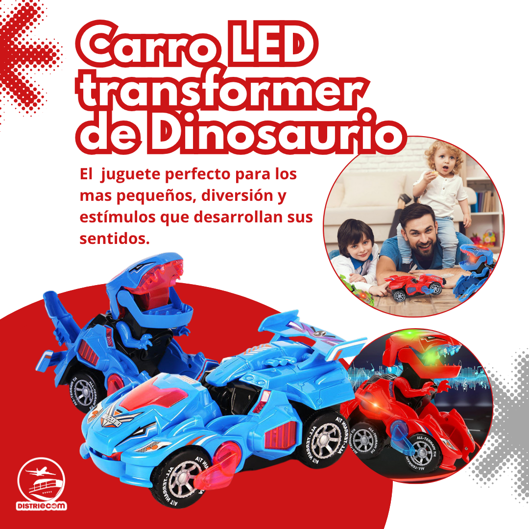 CARRO LED TRANSFORMER DE DINOSAURIO