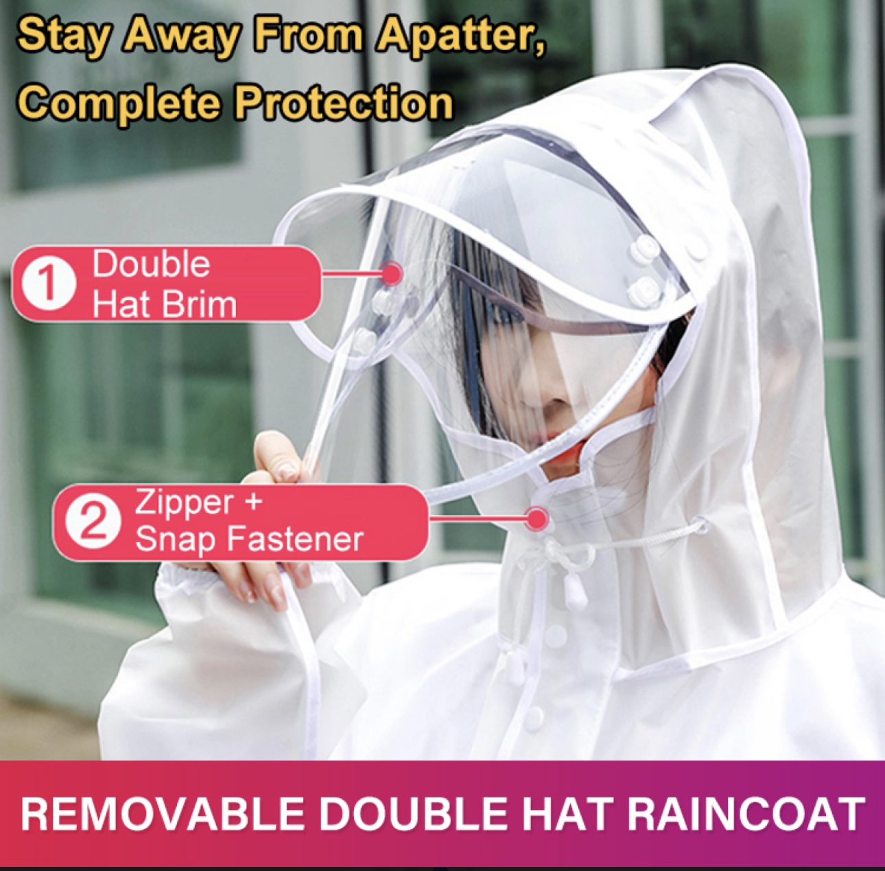 Impermeable con capucha y visera