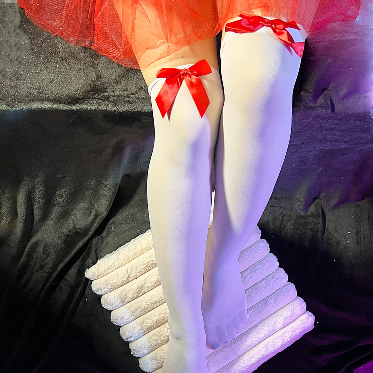 Miniatura 2 de Medias Largas Blancas con Moño WW1012-5