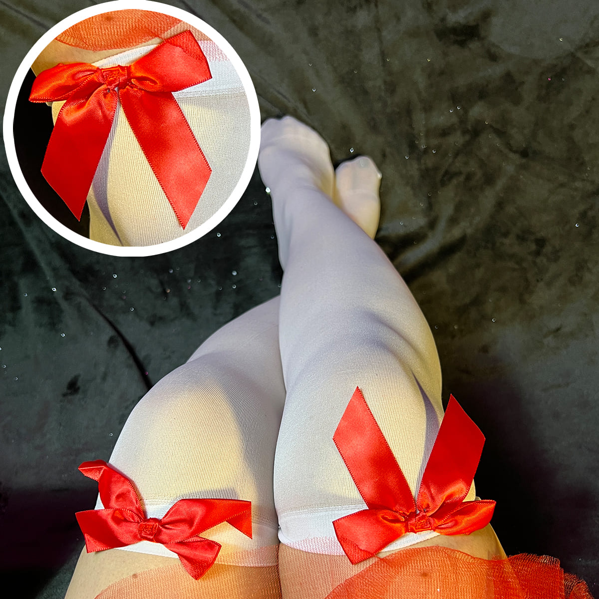 Medias Largas Blancas con Moño WW1012-5