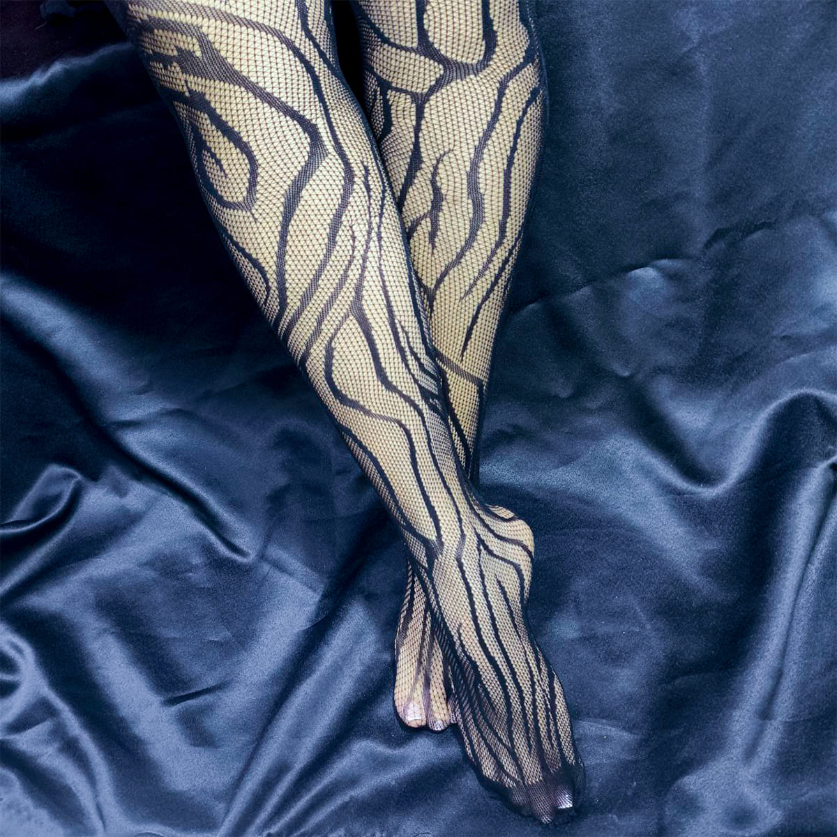 Panty Medias Negras Abstracto WW1012-4