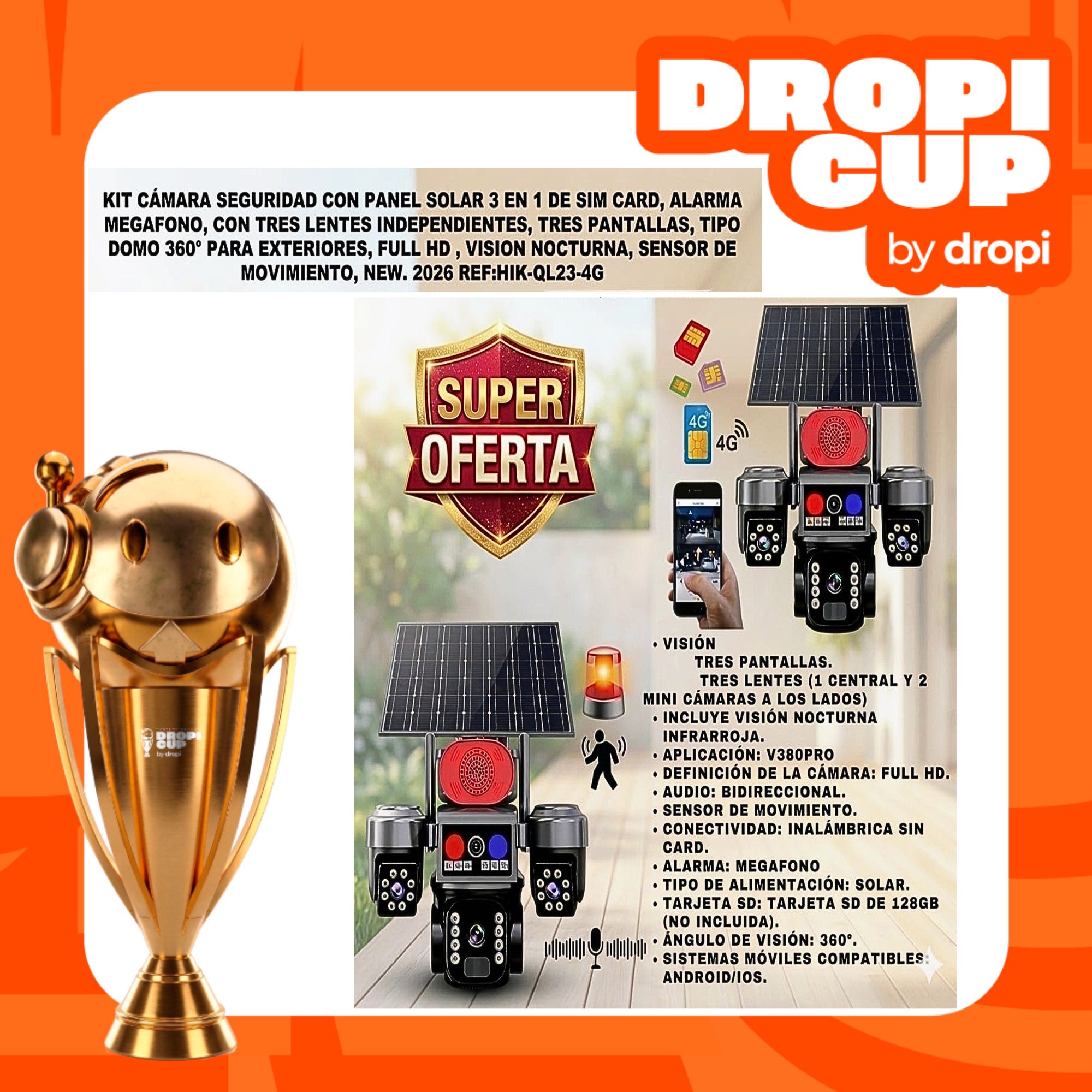 Camara 3 Lentes Solar Sim Card DROPI CUP