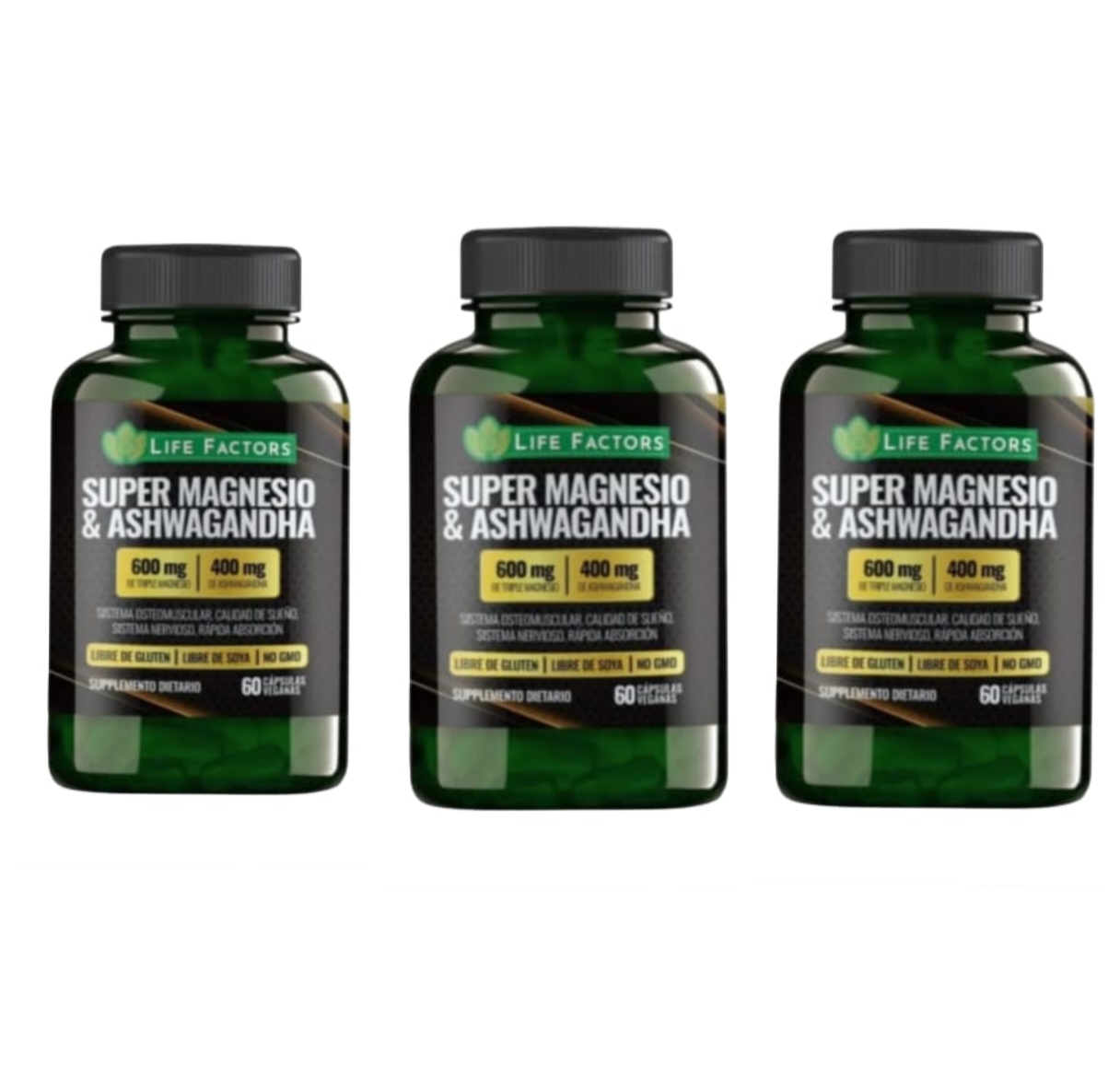 Super Magnesio y Aswagandha x3