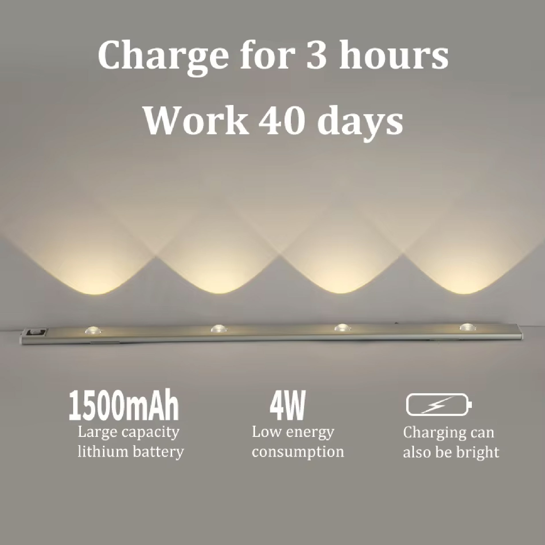 Miniatura 7 de Lampara Barra 4 Luces LEDs 60cm Sensor