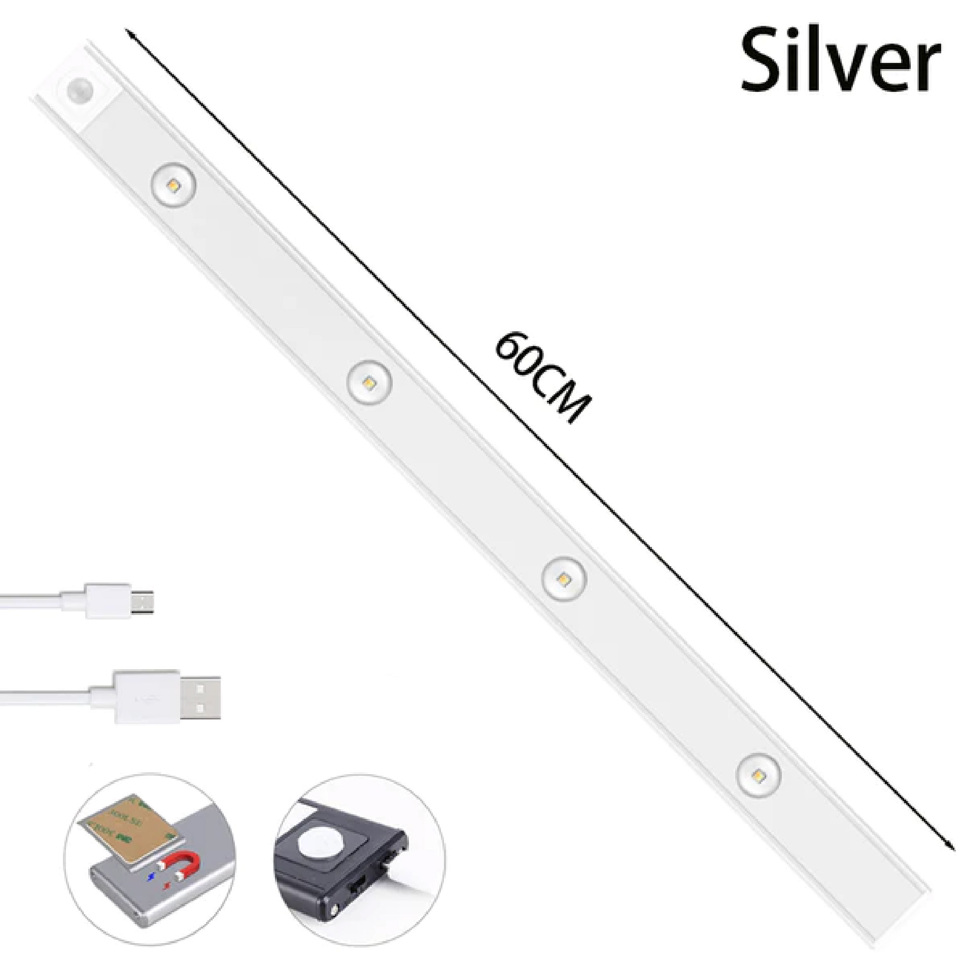 Miniatura 6 de Lampara Barra 4 Luces LEDs 60cm Sensor