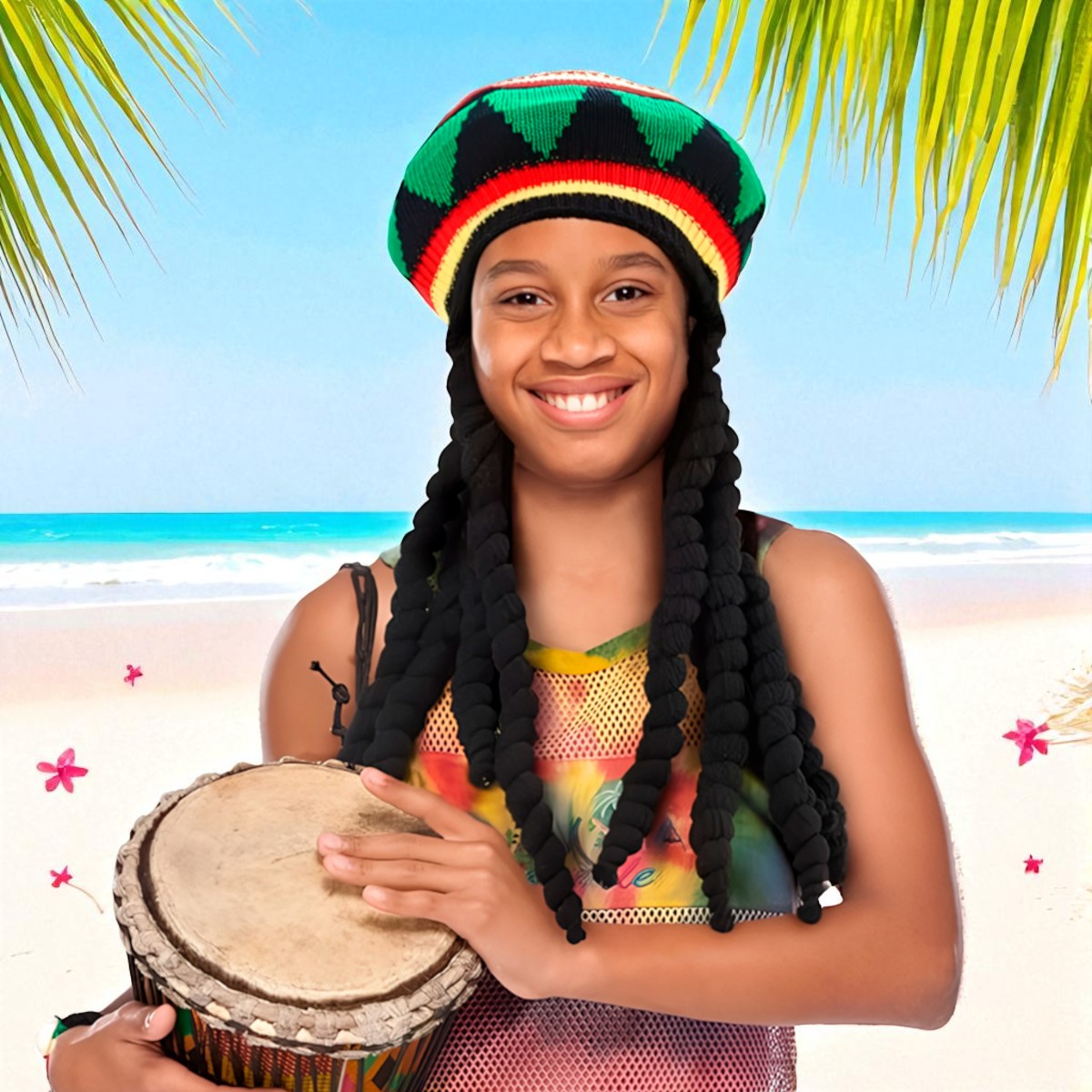 Miniatura 7 de Sombrero Reggae con Rastas MA-110