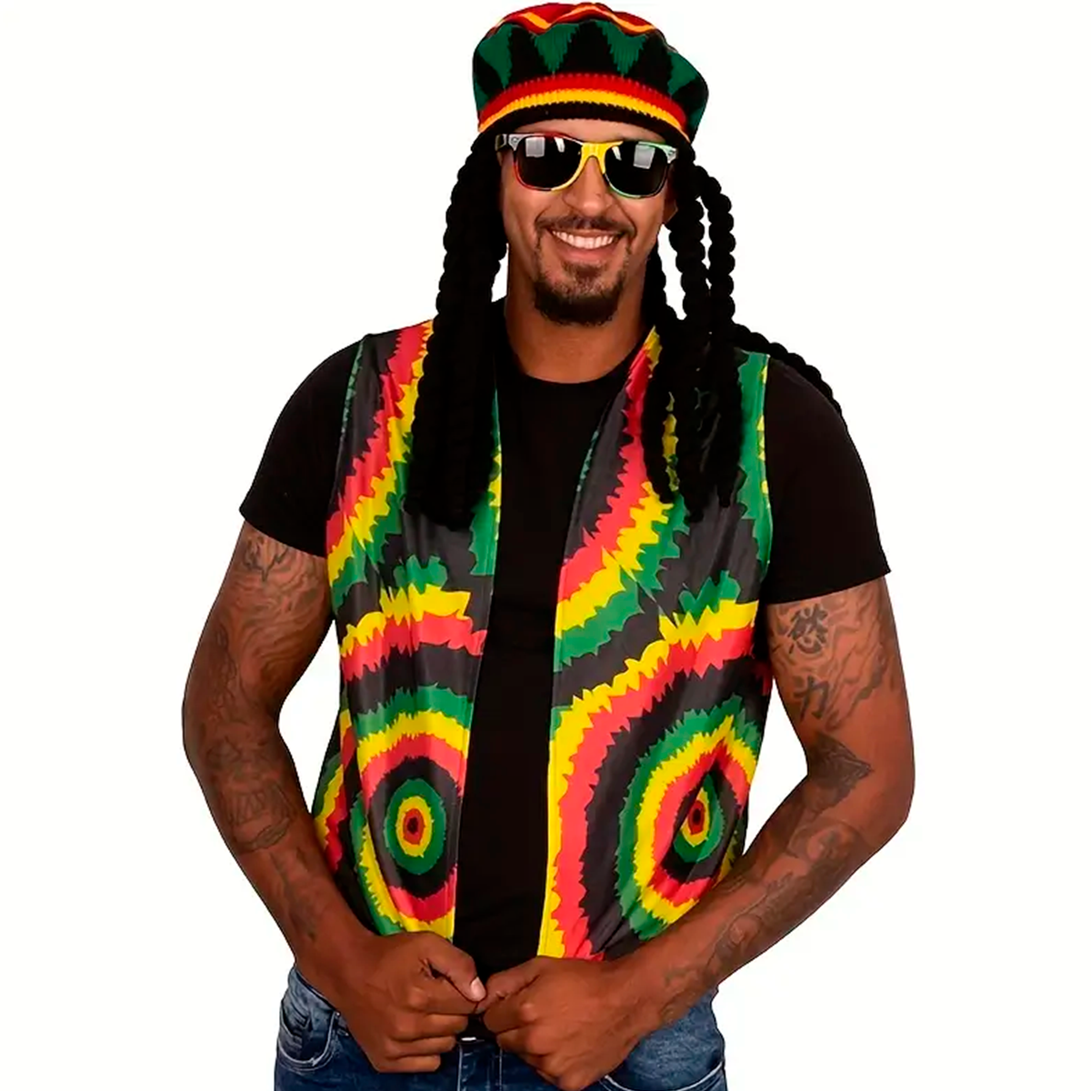 Miniatura 3 de Sombrero Reggae con Rastas MA-110