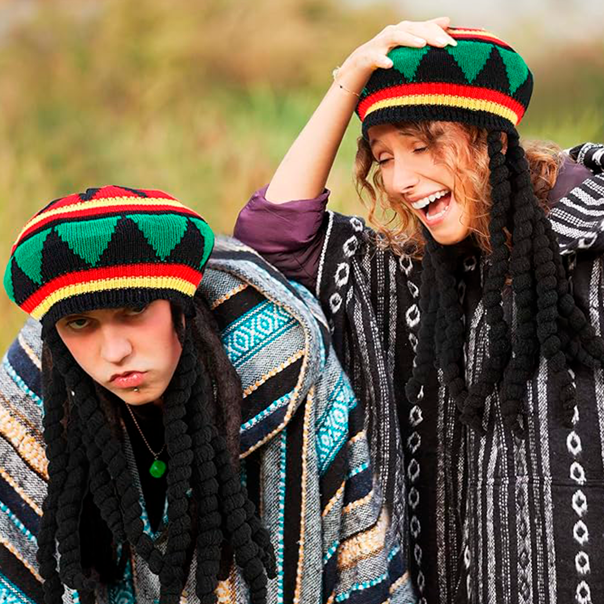 Sombrero Reggae con Rastas MA-110