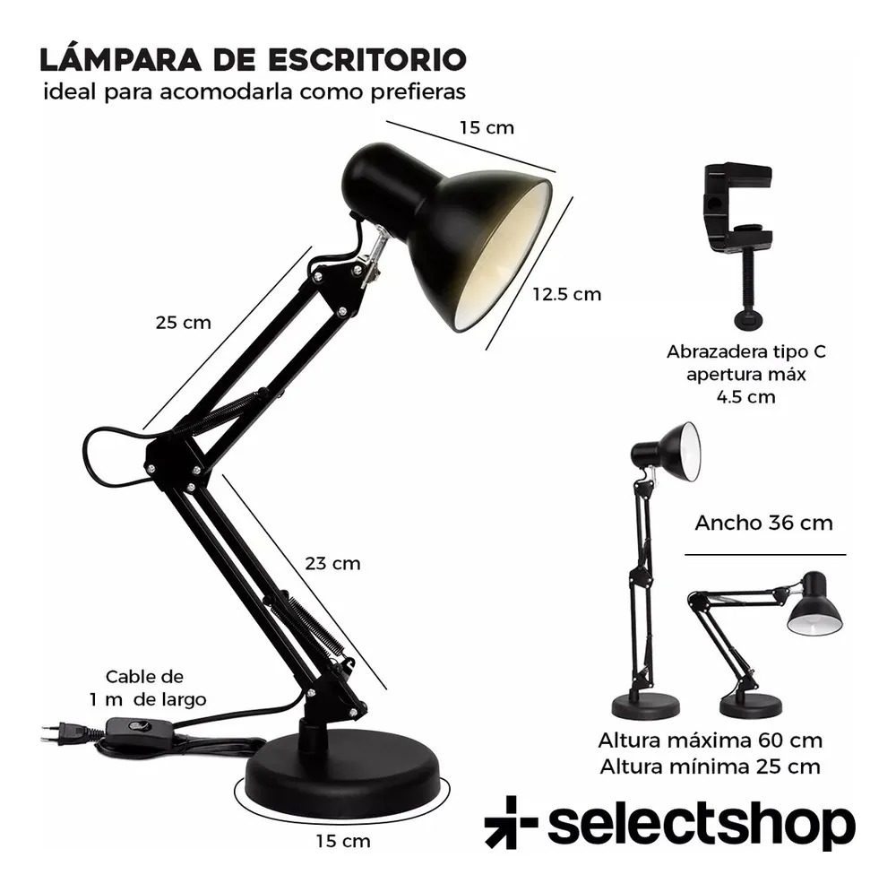 Miniatura 3 de Lámpara Plegable Con Base Y Abrazadera