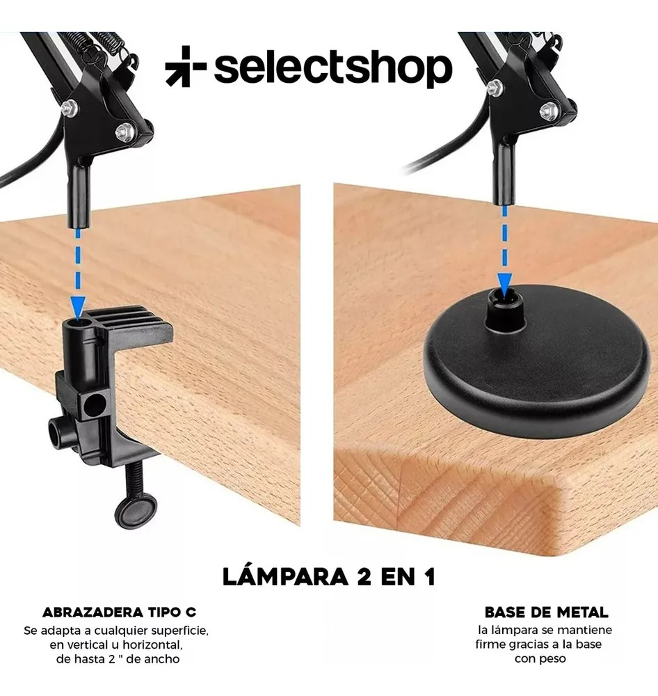 Lámpara Plegable Con Base Y Abrazadera