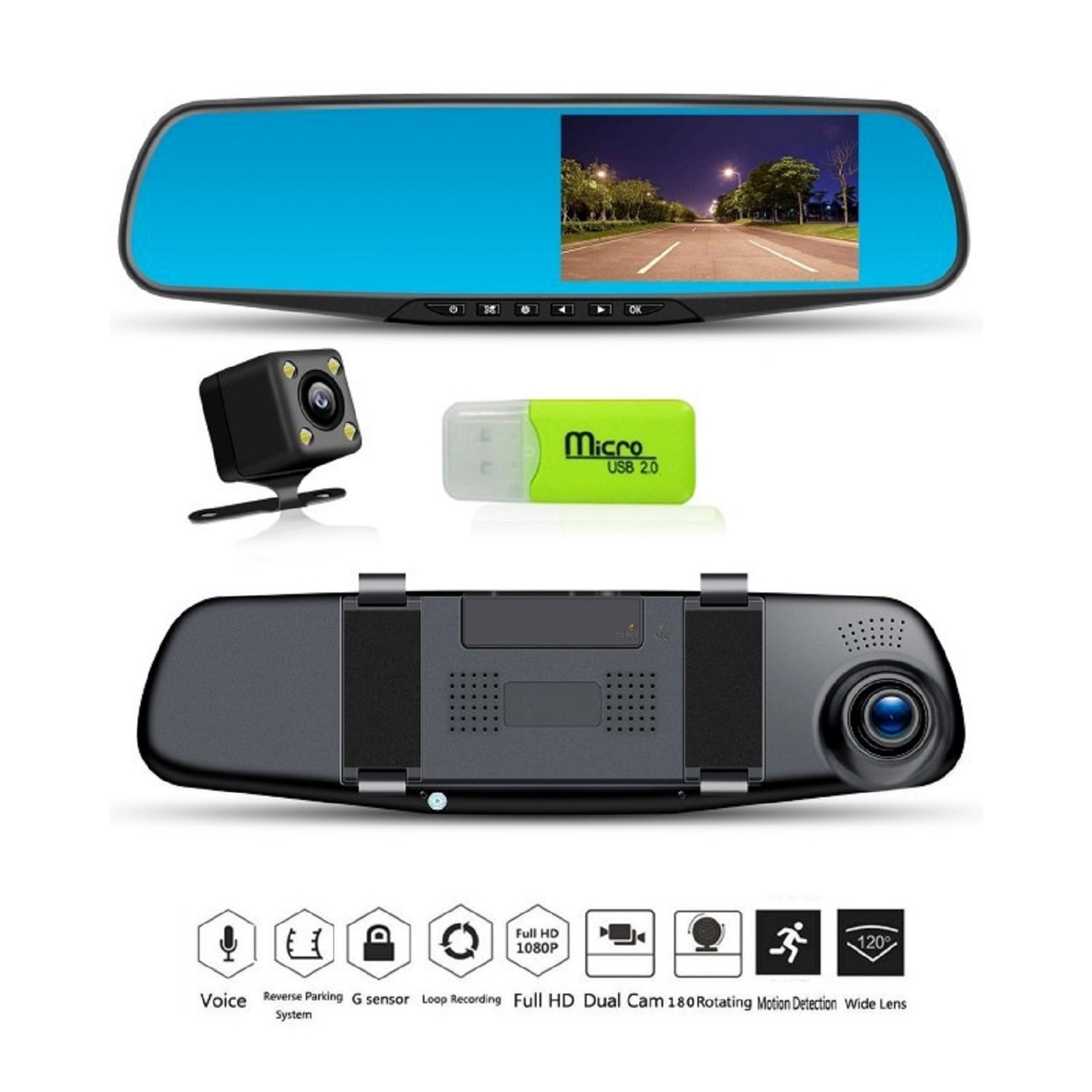 Espejo Retrovisor Doble Camara Carro