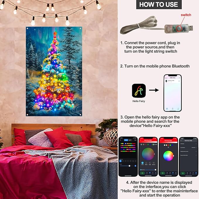 Miniatura 1 de Tapiz de Pared Navideño LED Inteligente