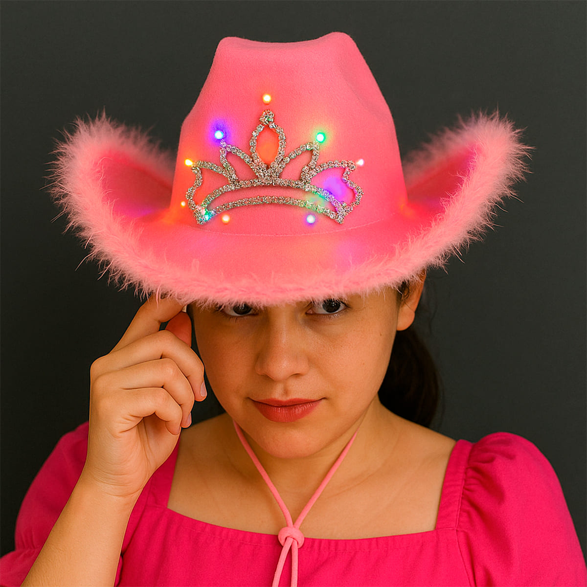 Miniatura 2 de Sombrero Vaquero Rosa LED MA-112
