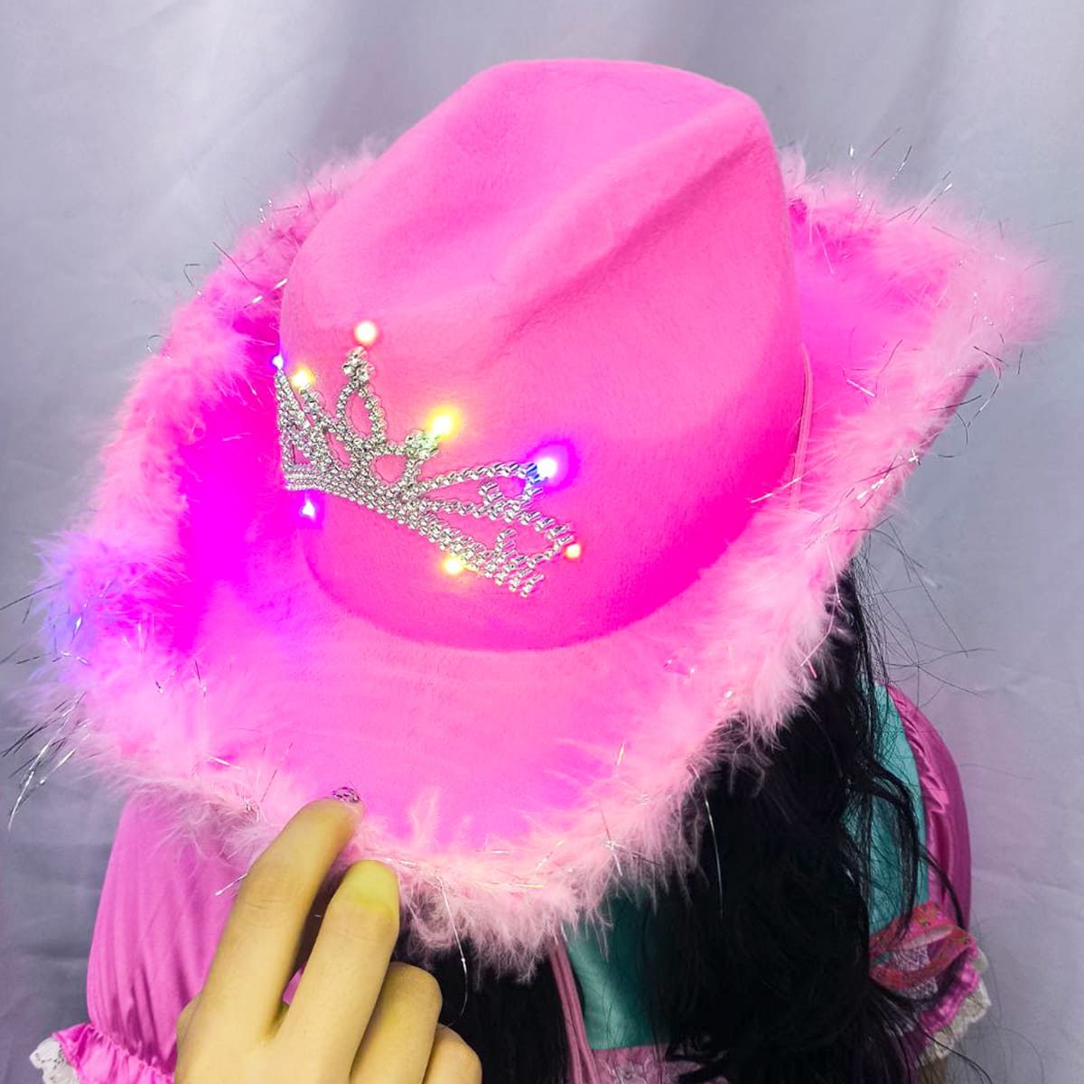 Miniatura 3 de Sombrero Vaquero Rosa LED MA-112