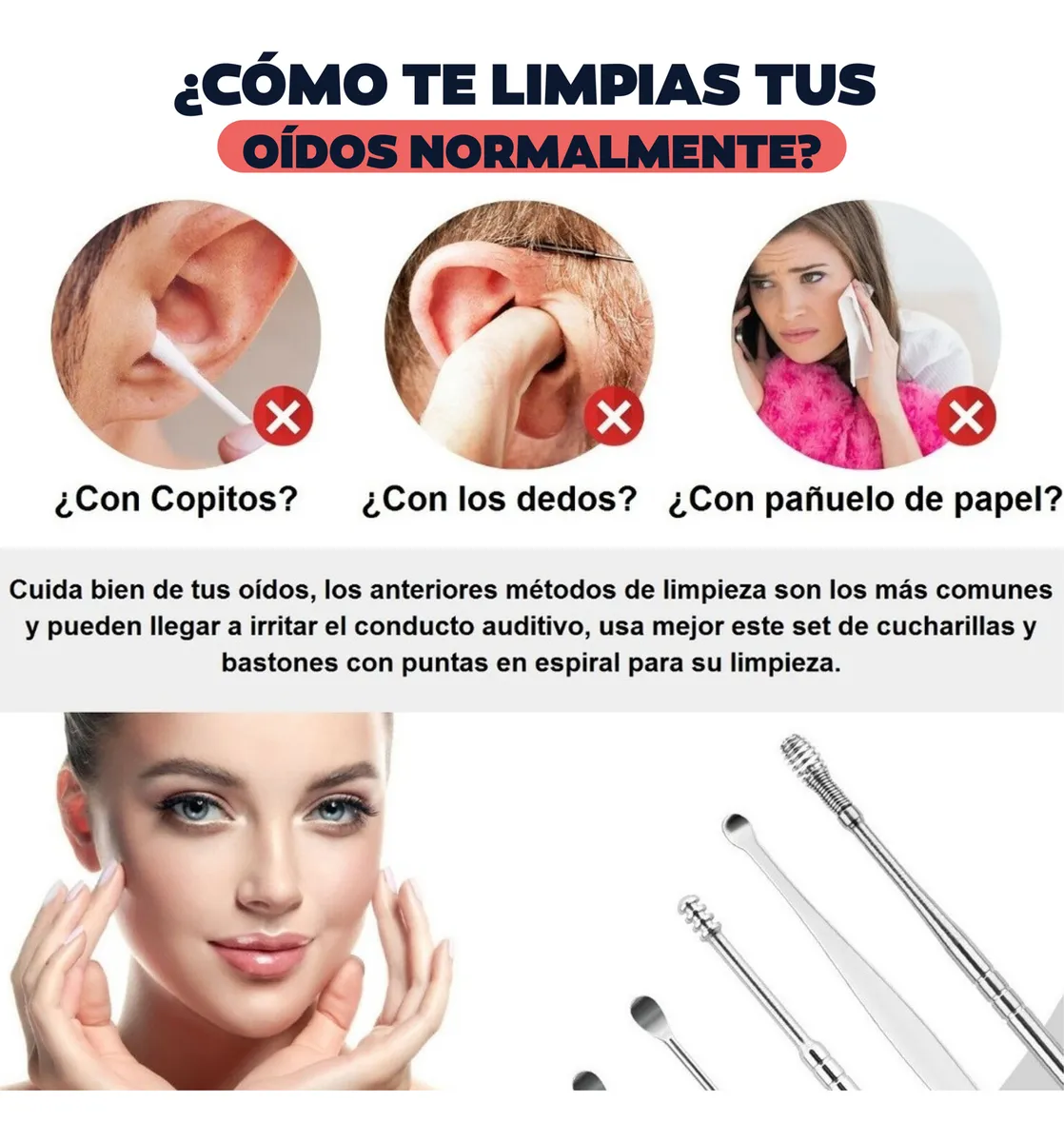 Kit Limpiador Oidos 6 Piezas