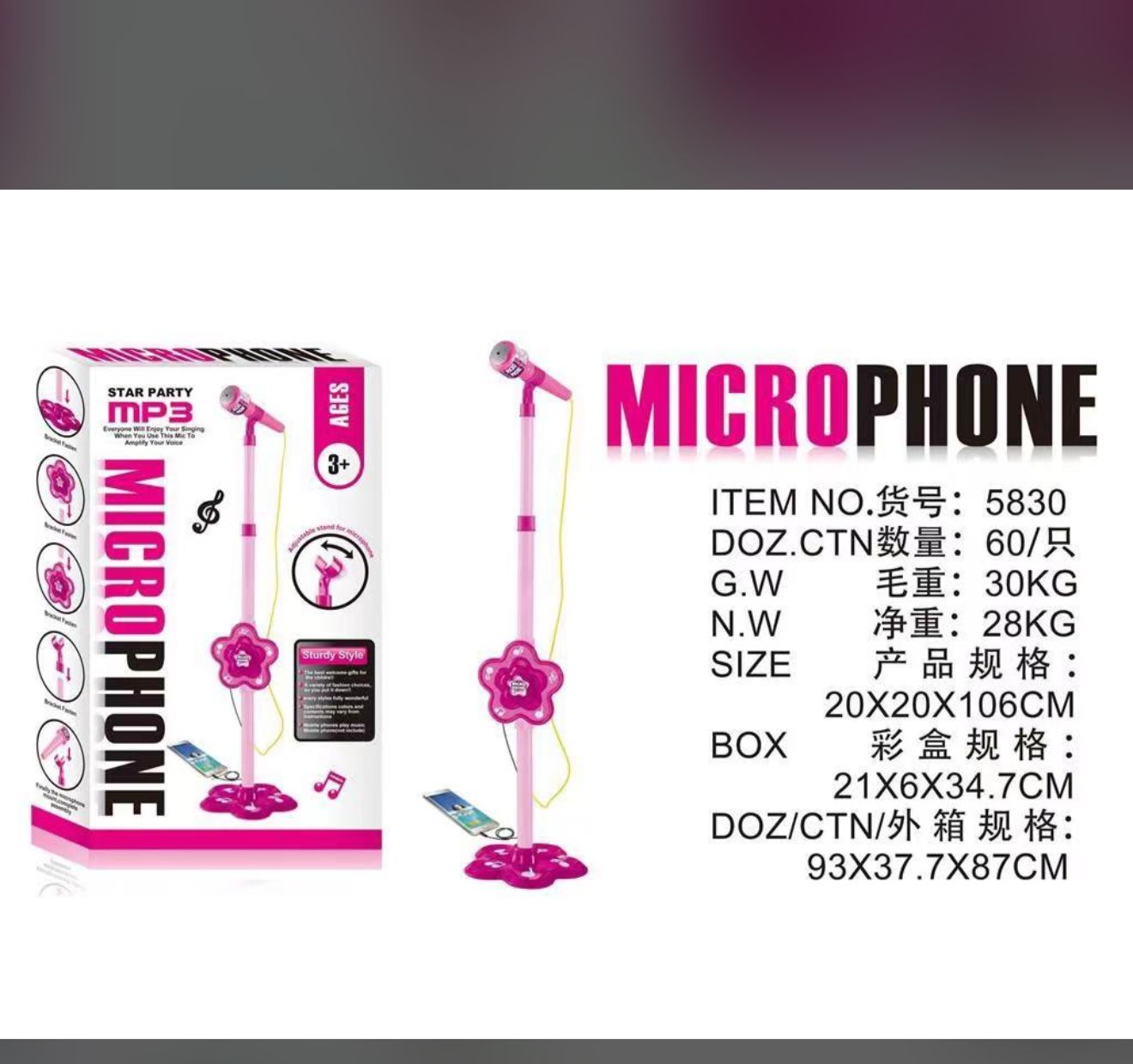 Microfono de pie para niña