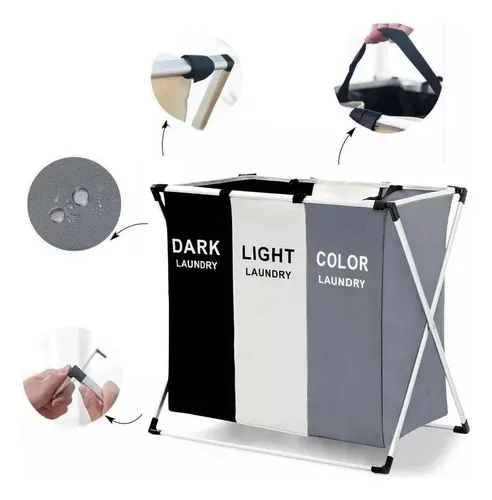 Miniatura 5 de Cesta Ropa Sucia Plegable 3 Compartimien