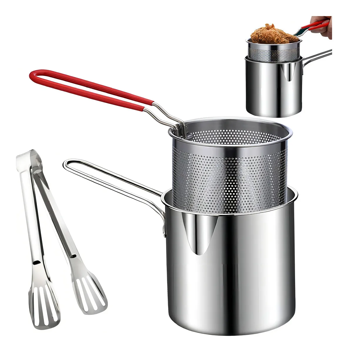 Olla Freidora De Acero Inoxidable 1.2L