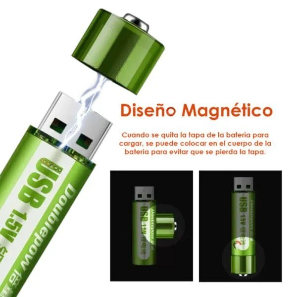 Miniatura 3 de Pila Baterias Recargables Usb AA X4 Unid