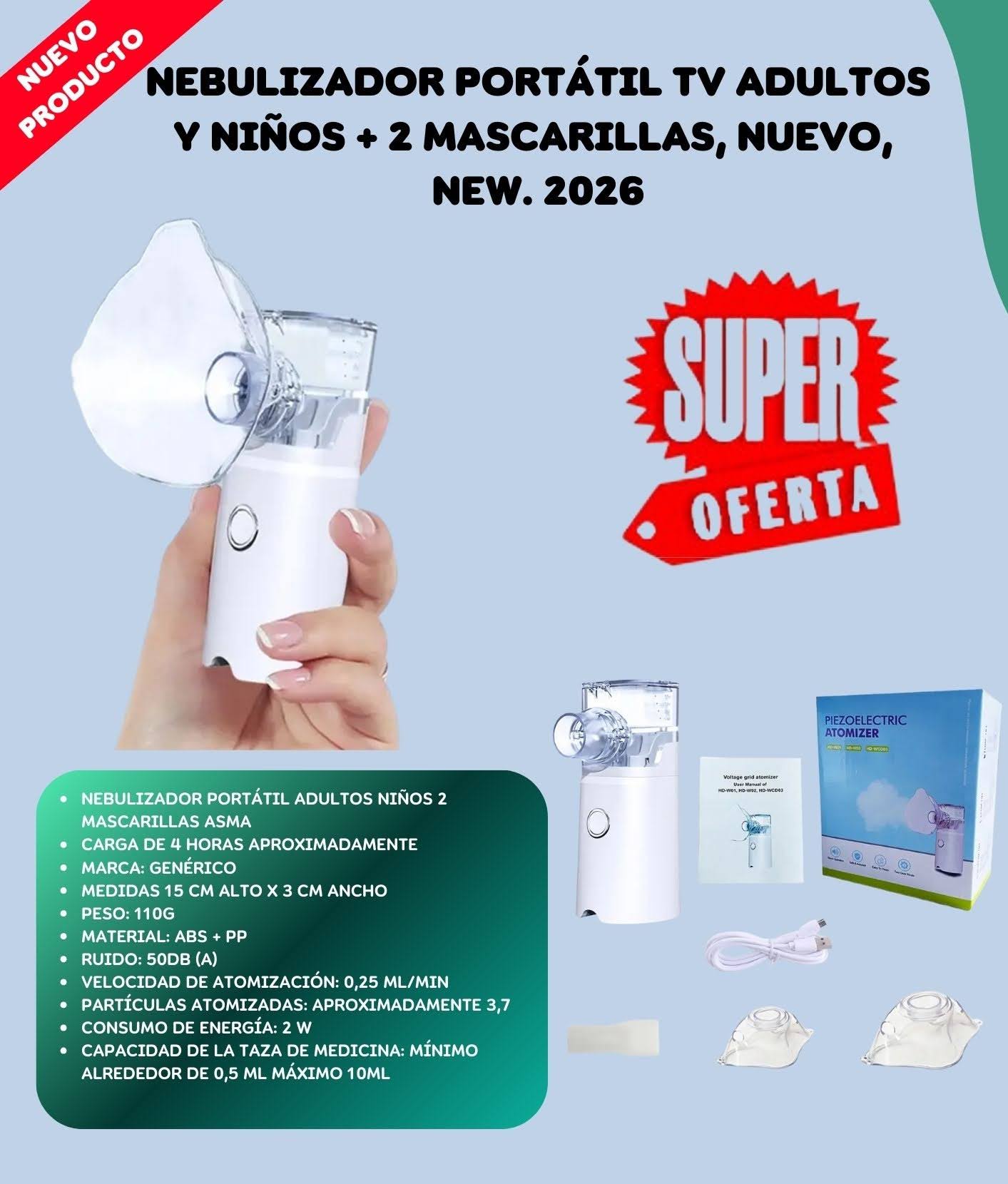 Nebulizador Portatil Tv Adultos Y Niños